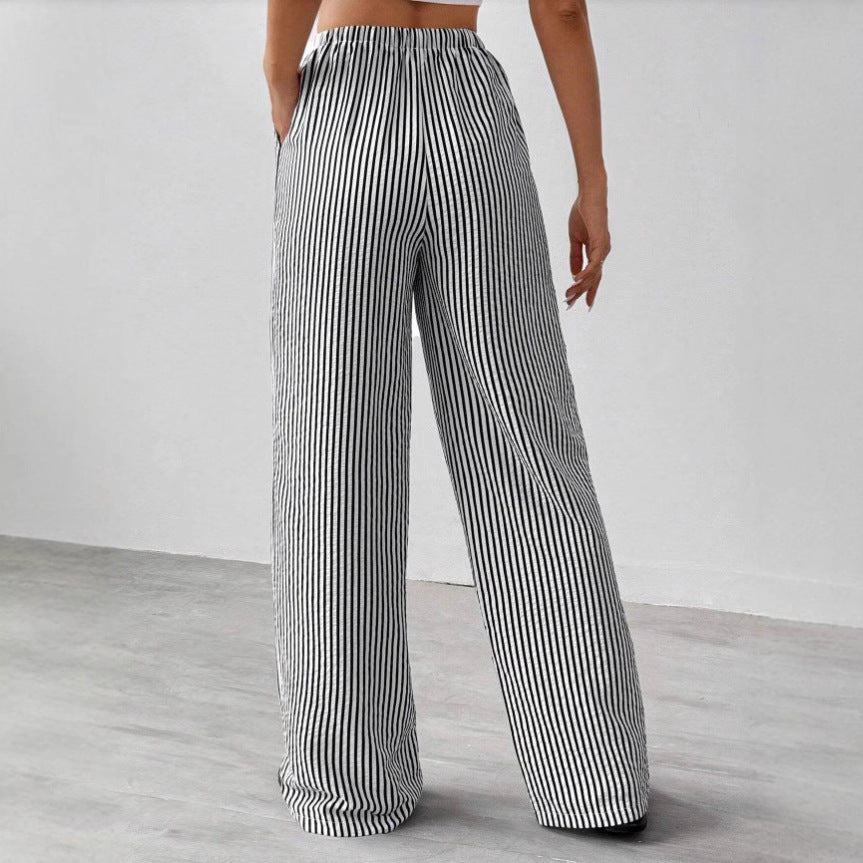 Women's Cotton Straight-Leg Trousers | Adjustable Waist