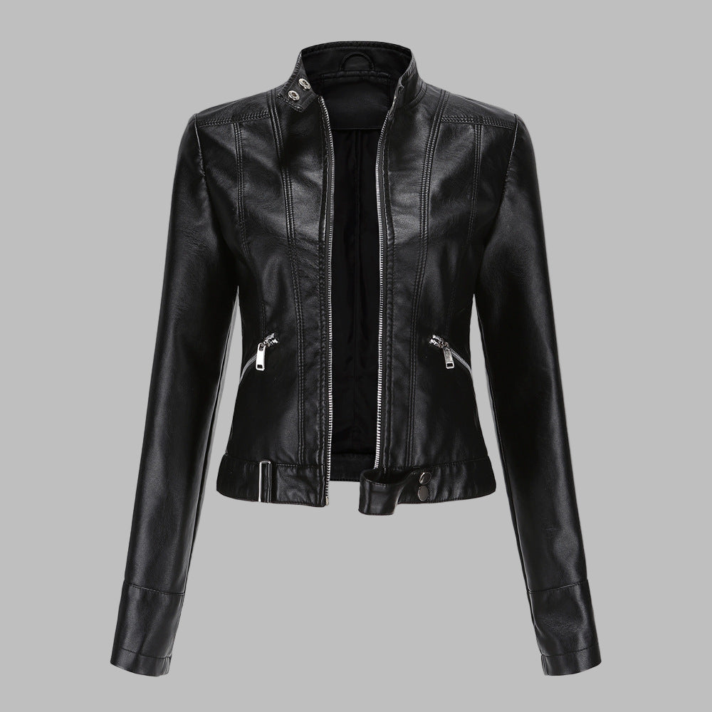 Women's Faux Leather Biker Jacket | Slim Fit & Zip Front