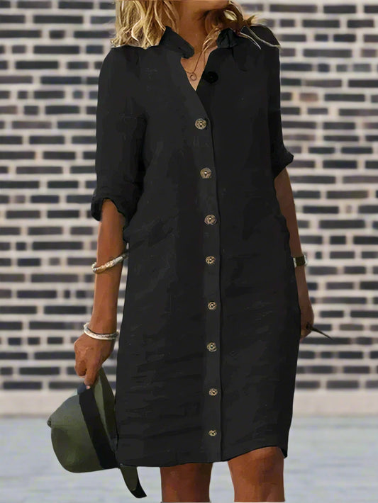 Reese Women's 100% Linen Shirt Dress | Button-Through Summer Dress