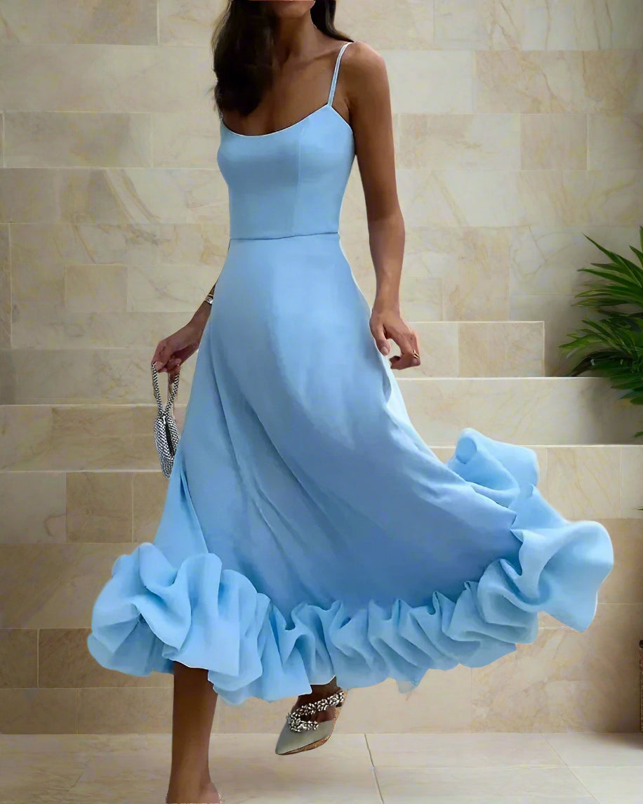 Sleeveless Midi Dress with Ruffle Hem | Elegant & Flowy Summer Style