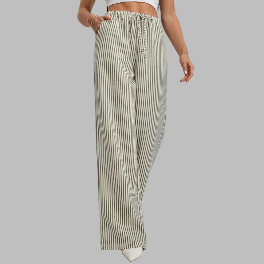 Women's Cotton Straight-Leg Trousers | Adjustable Waist