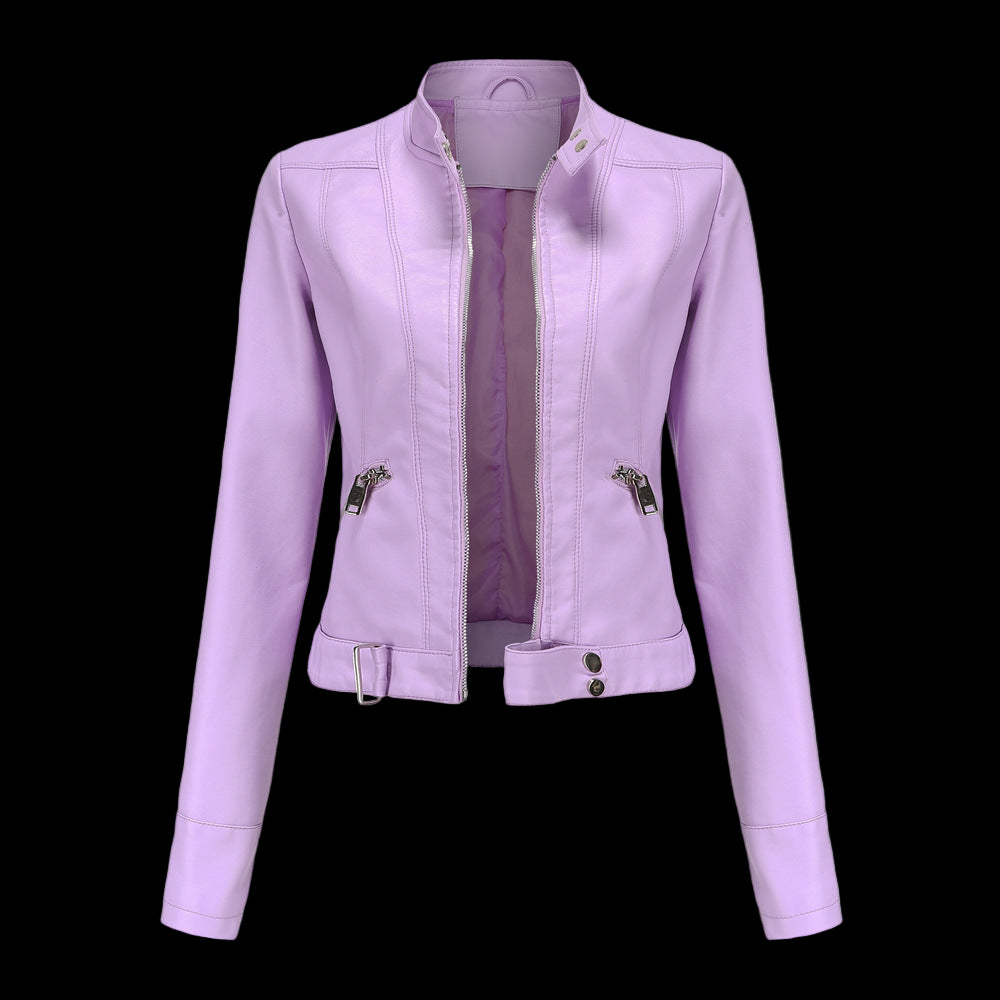 Women's Faux Leather Biker Jacket | Slim Fit & Zip Front