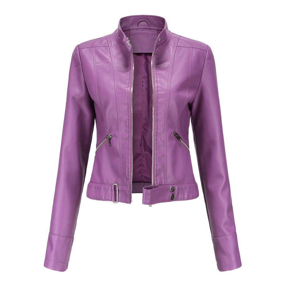 Women's Faux Leather Biker Jacket | Slim Fit & Zip Front