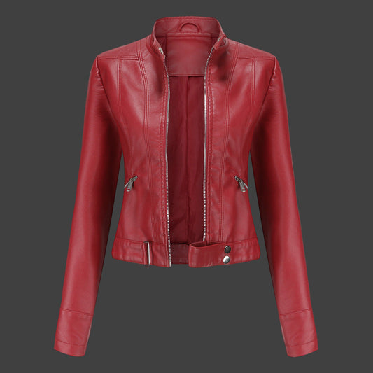 Women's Faux Leather Biker Jacket | Slim Fit & Zip Front