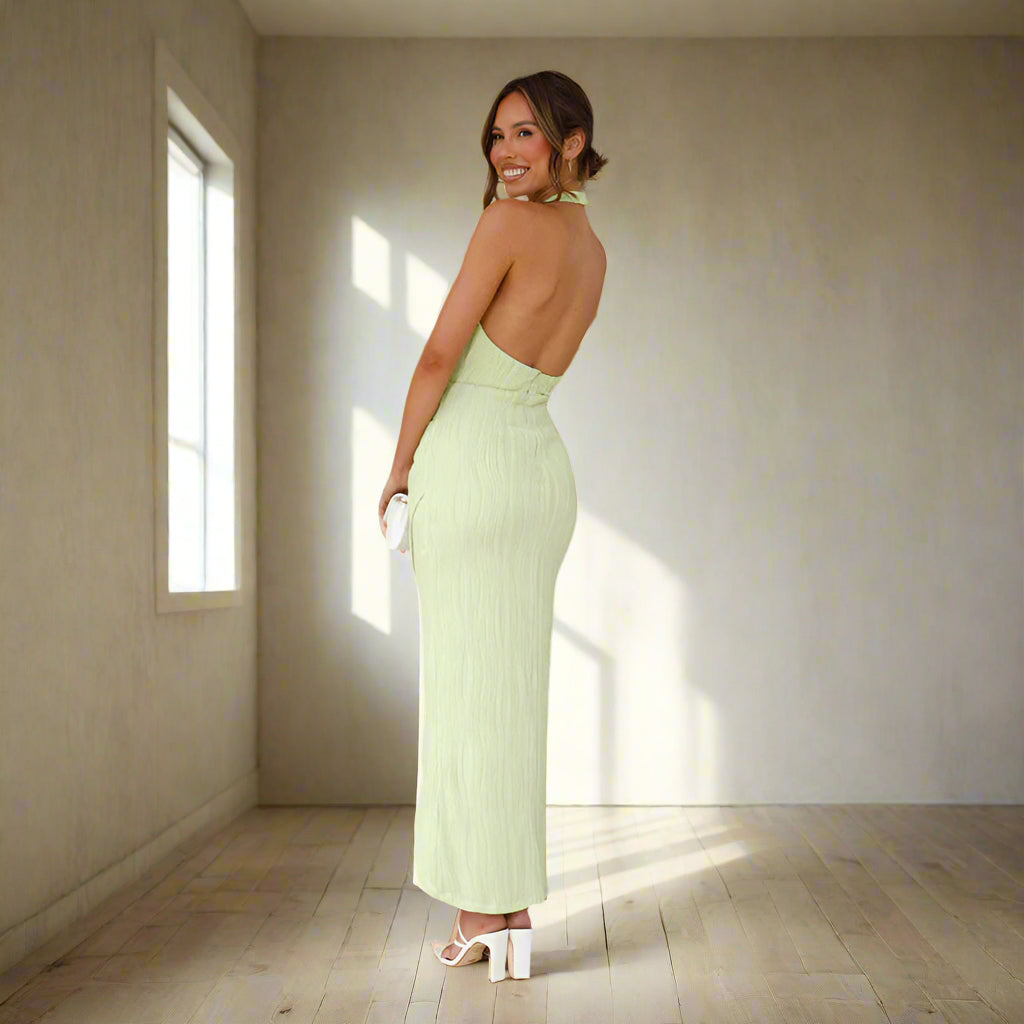 Women's Satin Backless Cocktail Dress | Slim Fit Midi