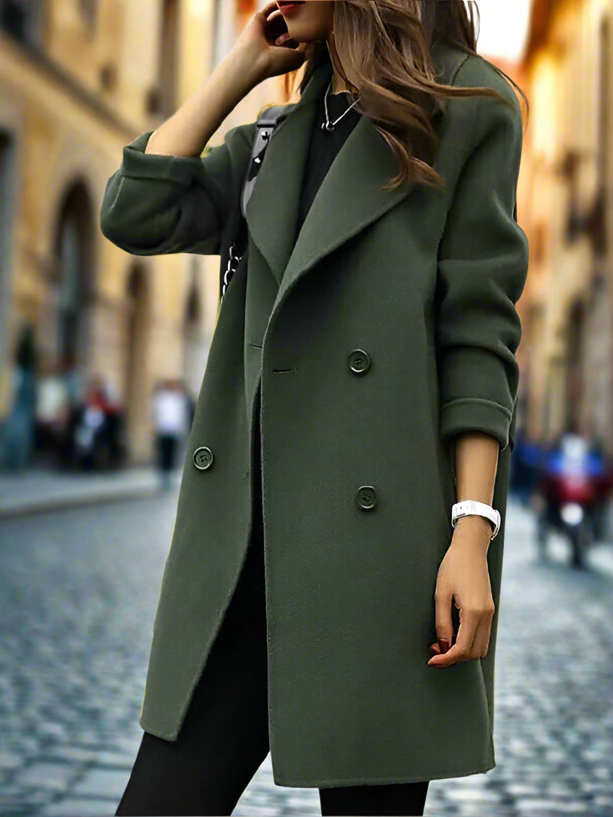Women's Wool Blend Coat | Double-Breasted & Classic Style