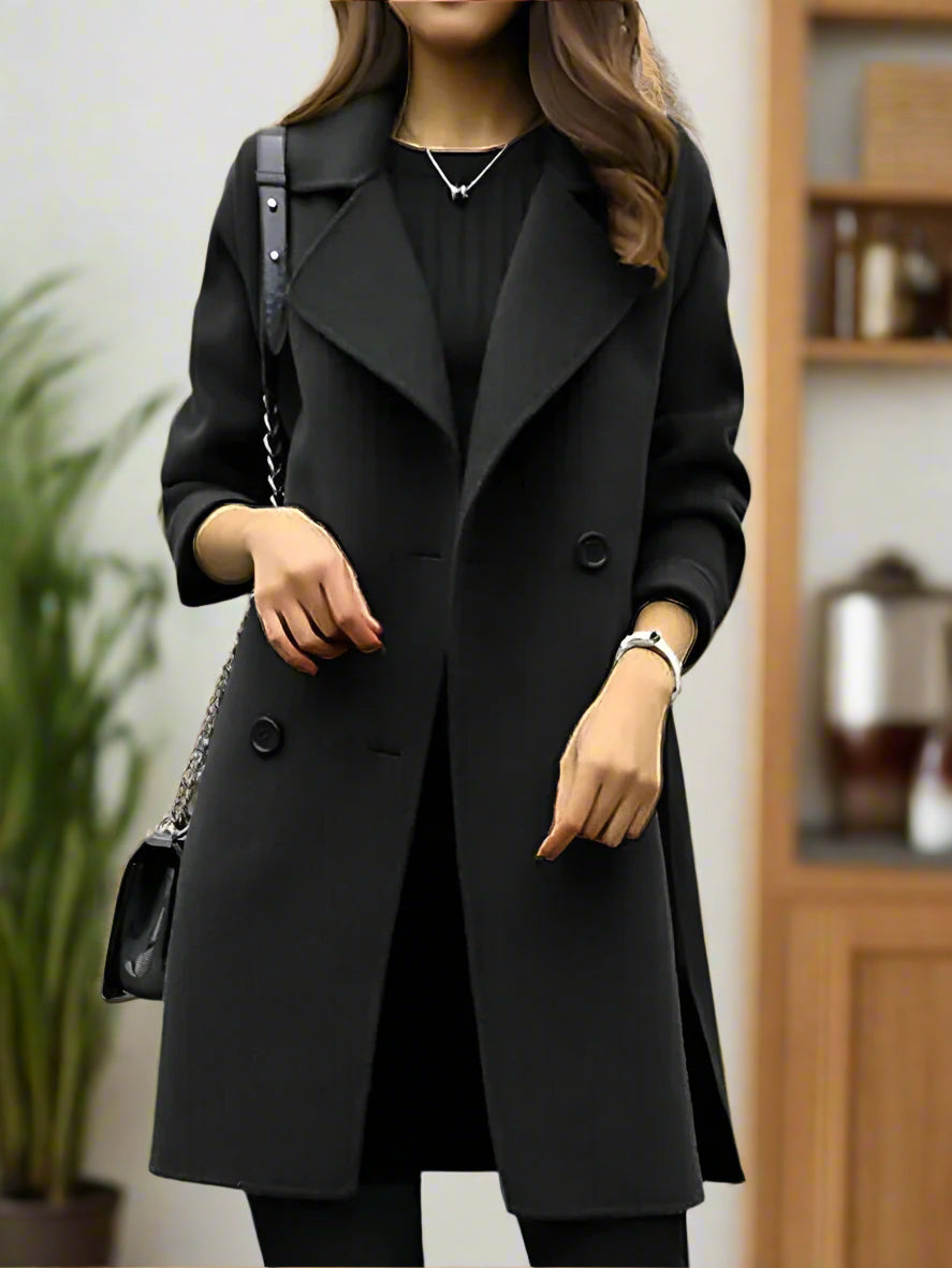 Women's Wool Blend Coat | Double-Breasted & Classic Style